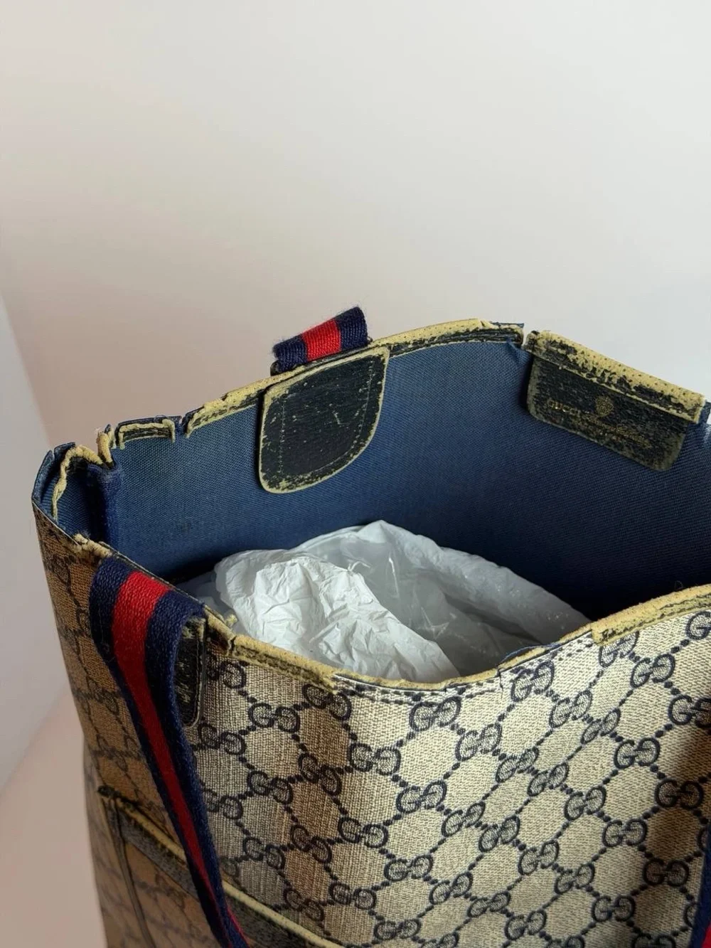 Vintage Gucci GG Supreme Sherry Line Canvas Tote Bag Project - Picture 5 of 14